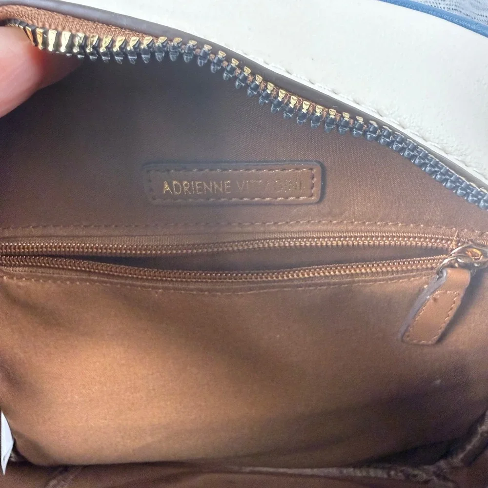 Adrienne Vittadini‎ Backpack Purse Brown White Zipper Chic Casual Travel Office